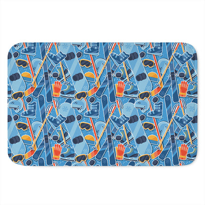 Skiing Equipment Pattern Print Indoor Door Mat