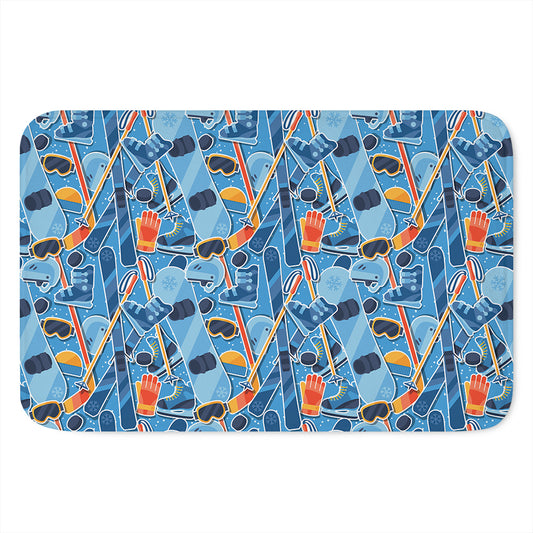 Skiing Equipment Pattern Print Indoor Door Mat