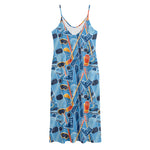 Skiing Equipment Pattern Print Jersey Midi Cami Dress