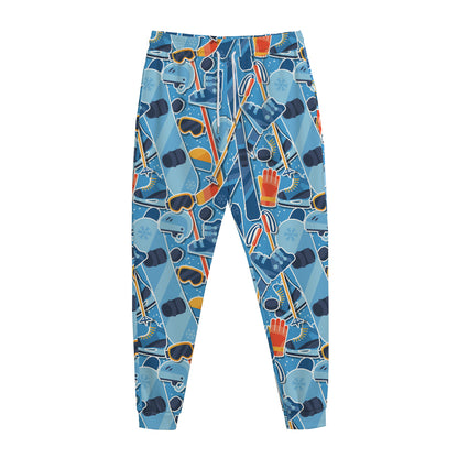 Skiing Equipment Pattern Print Jogger Pants