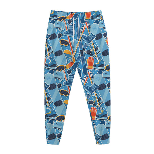 Skiing Equipment Pattern Print Jogger Pants