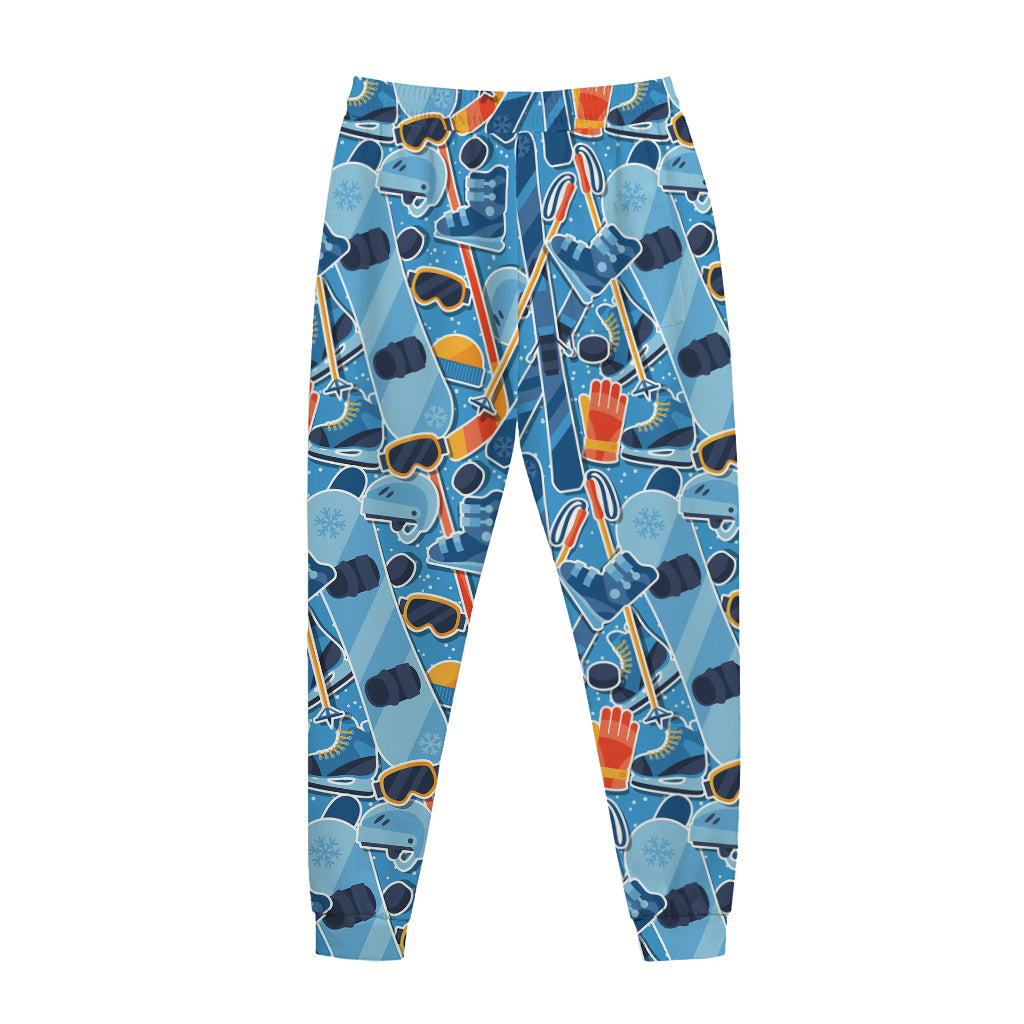 Skiing Equipment Pattern Print Jogger Pants