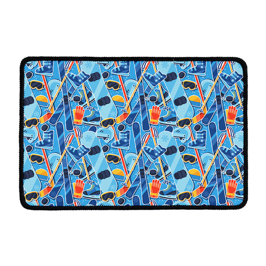 Skiing Equipment Pattern Print Kitchen Mat
