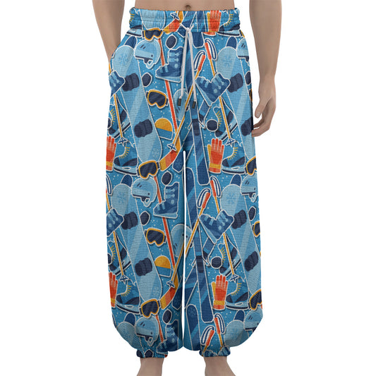 Skiing Equipment Pattern Print Lantern Pants