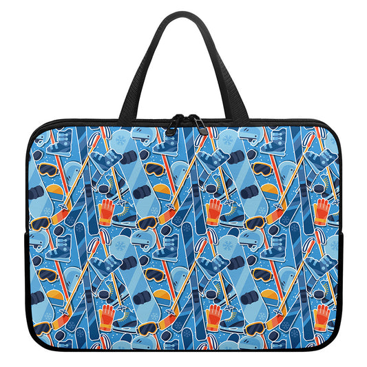 Skiing Equipment Pattern Print Laptop Sleeve With Handle