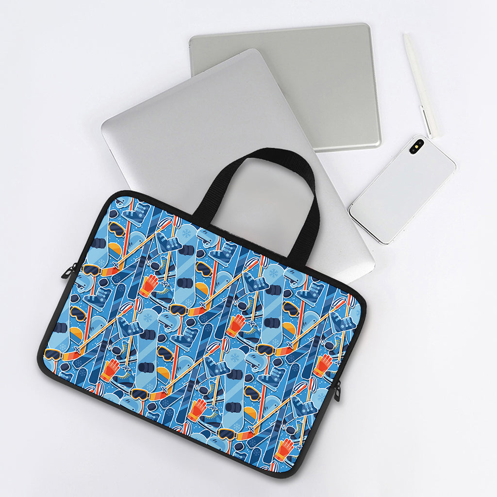 Skiing Equipment Pattern Print Laptop Sleeve With Handle