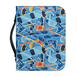 Skiing Equipment Pattern Print Leather Bible Cover