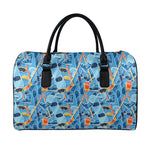 Skiing Equipment Pattern Print Leather Duffle Bag