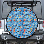Skiing Equipment Pattern Print Leather Spare Tire Cover