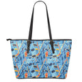 Skiing Equipment Pattern Print Leather Tote Bag With Zipper