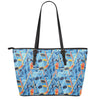 Skiing Equipment Pattern Print Leather Tote Bag