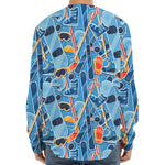 Skiing Equipment Pattern Print Long Sleeve Baseball Jersey
