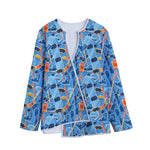 Skiing Equipment Pattern Print Long Sleeve Short Coat