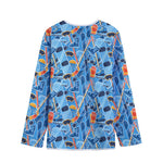 Skiing Equipment Pattern Print Long Sleeve Short Coat