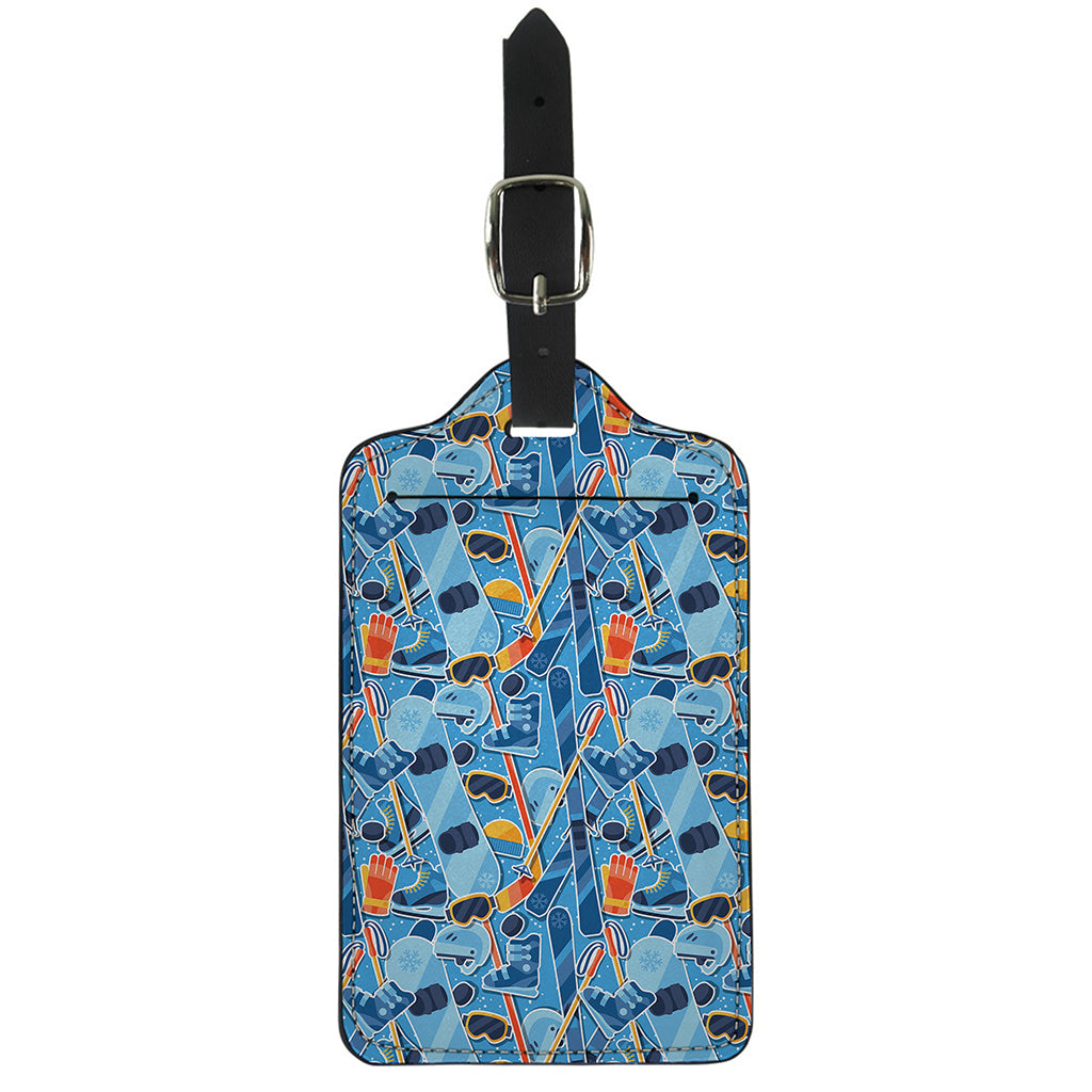 Skiing Equipment Pattern Print Luggage Tag