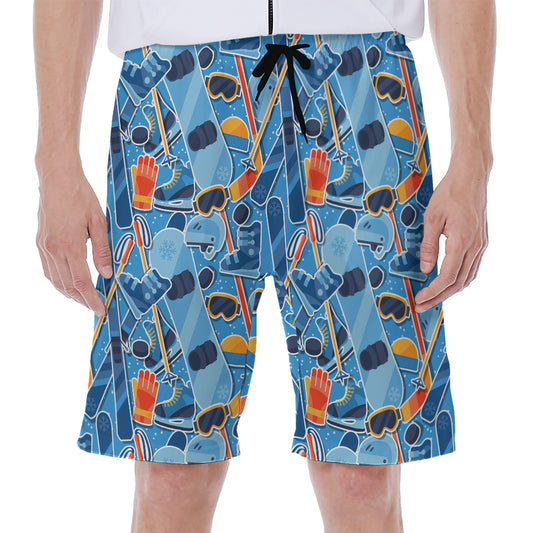Skiing Equipment Pattern Print Men's Beach Shorts
