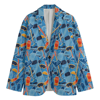 Skiing Equipment Pattern Print Men's Blazer