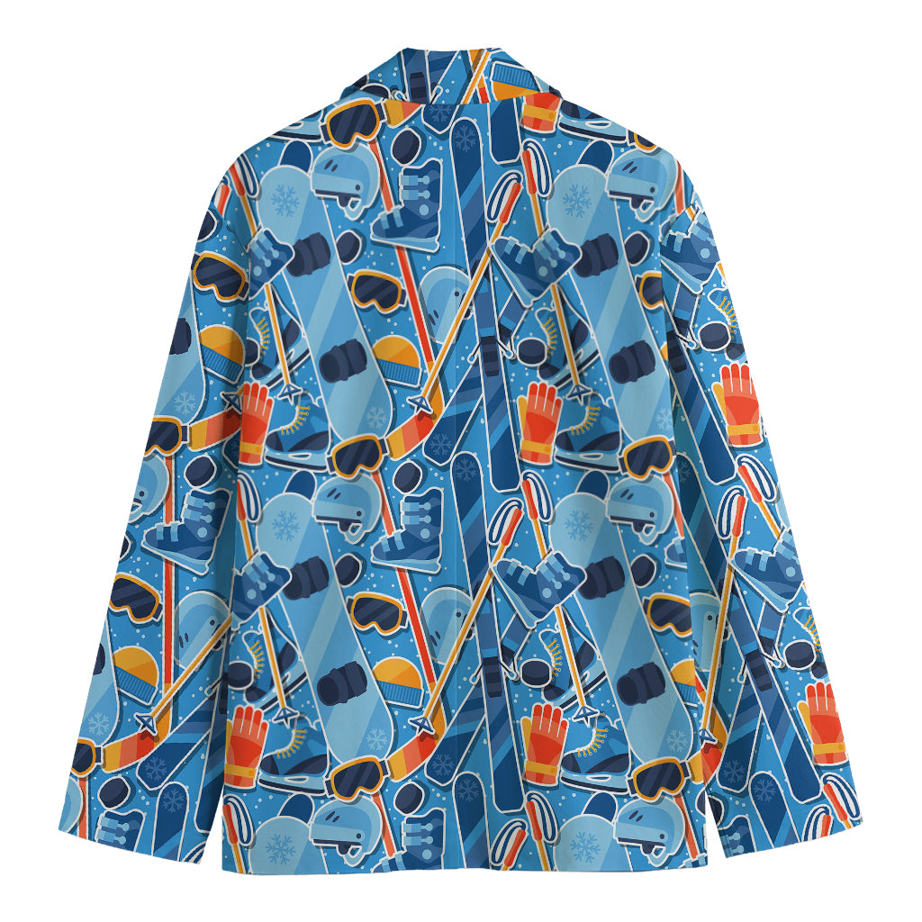 Skiing Equipment Pattern Print Men's Blazer