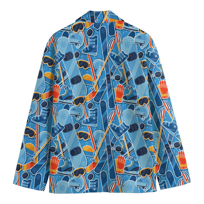 Skiing Equipment Pattern Print Men's Blazer
