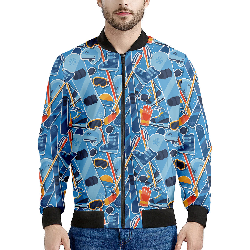 Skiing Equipment Pattern Print Men's Bomber Jacket