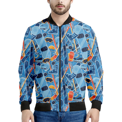 Skiing Equipment Pattern Print Men's Bomber Jacket