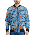 Skiing Equipment Pattern Print Men's Bomber Jacket