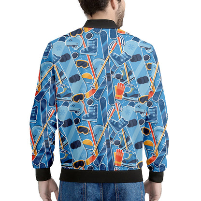 Skiing Equipment Pattern Print Men's Bomber Jacket