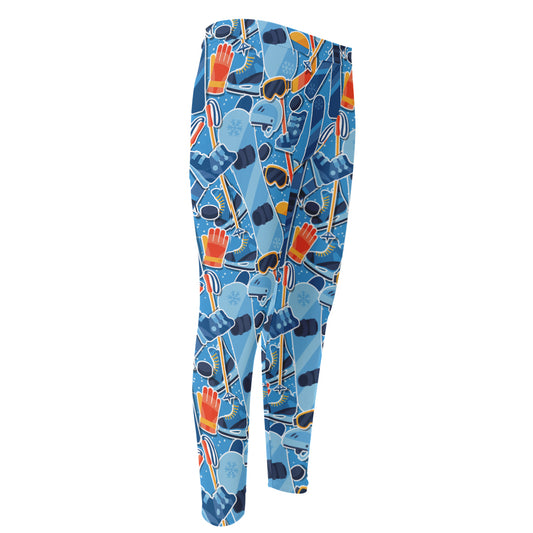 Skiing Equipment Pattern Print Men's Compression Pants