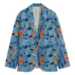 Skiing Equipment Pattern Print Men's Cotton Blazer