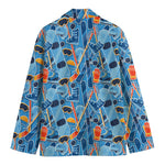 Skiing Equipment Pattern Print Men's Cotton Blazer