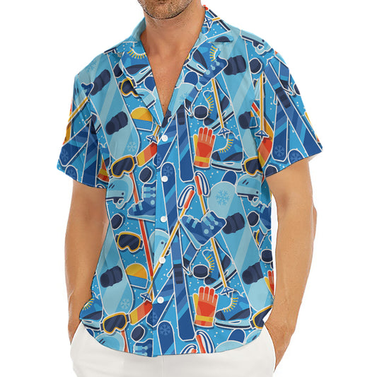Skiing Equipment Pattern Print Men's Deep V-Neck Shirt