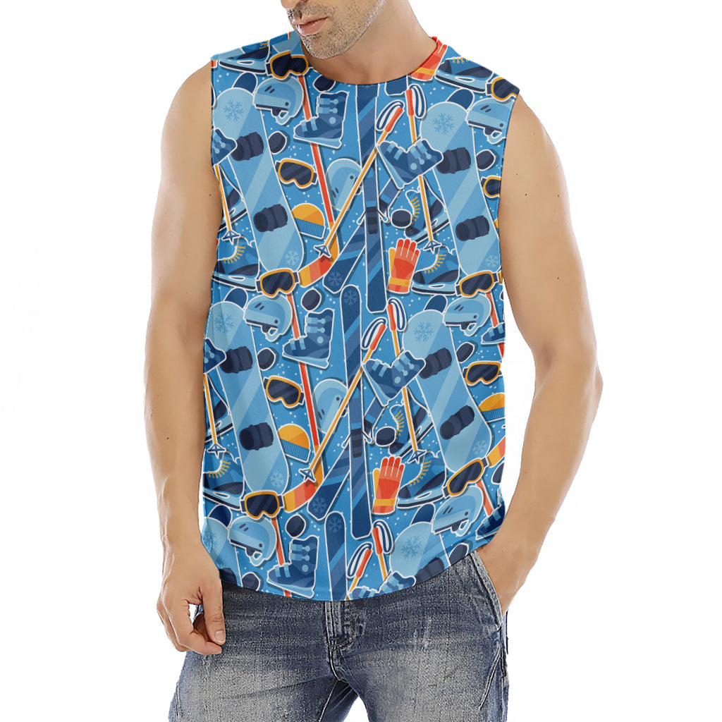 Skiing Equipment Pattern Print Men's Fitness Tank Top
