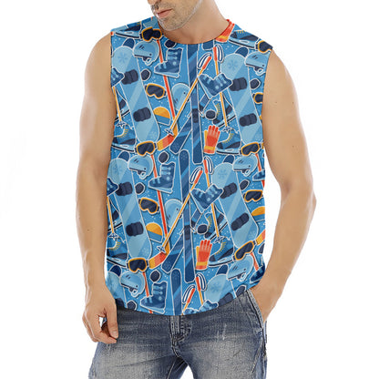 Skiing Equipment Pattern Print Men's Fitness Tank Top