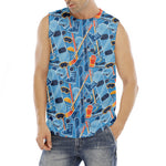 Skiing Equipment Pattern Print Men's Fitness Tank Top