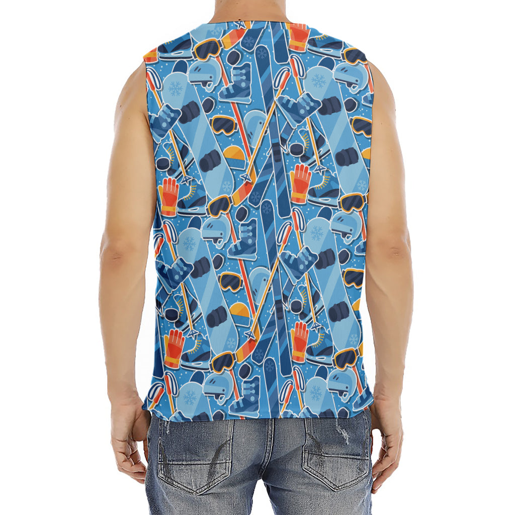 Skiing Equipment Pattern Print Men's Fitness Tank Top