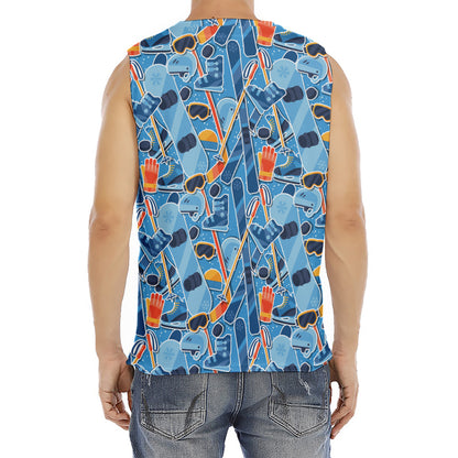 Skiing Equipment Pattern Print Men's Fitness Tank Top