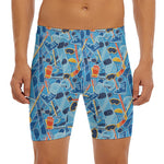 Skiing Equipment Pattern Print Men's Long Boxer Briefs