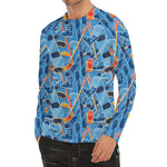 Skiing Equipment Pattern Print Men's Long Sleeve Rash Guard