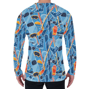 Skiing Equipment Pattern Print Men's Long Sleeve T-Shirt