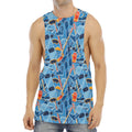 Skiing Equipment Pattern Print Men's Muscle Tank Top