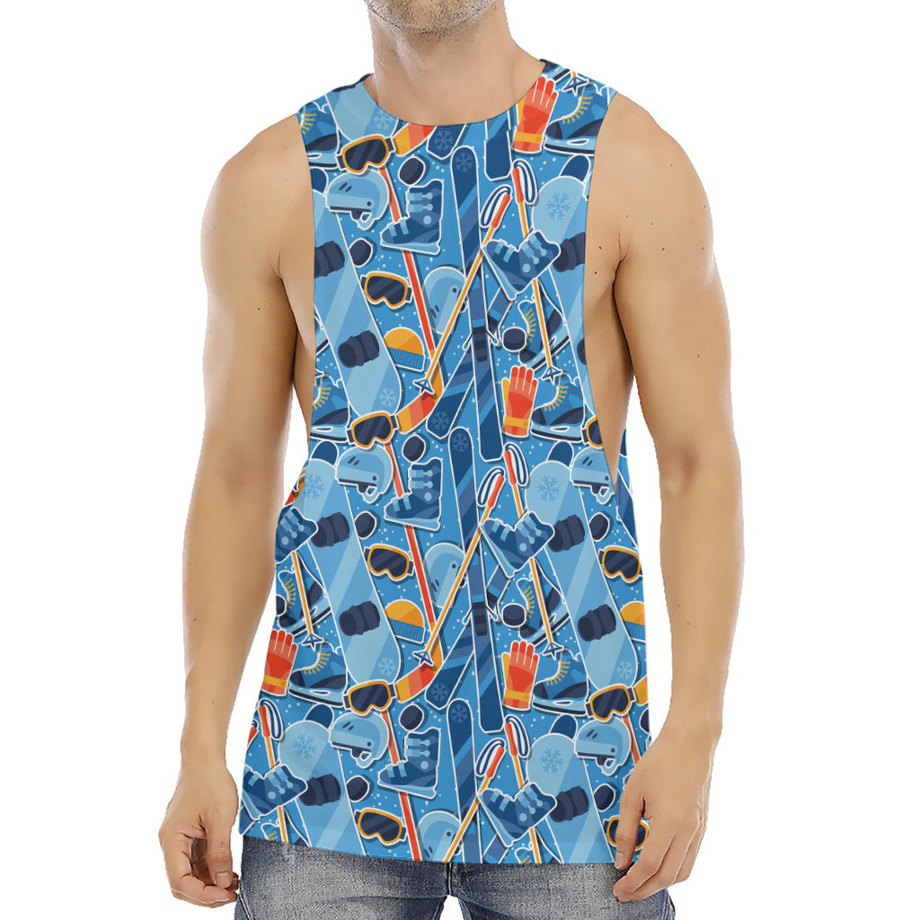 Skiing Equipment Pattern Print Men's Muscle Tank Top
