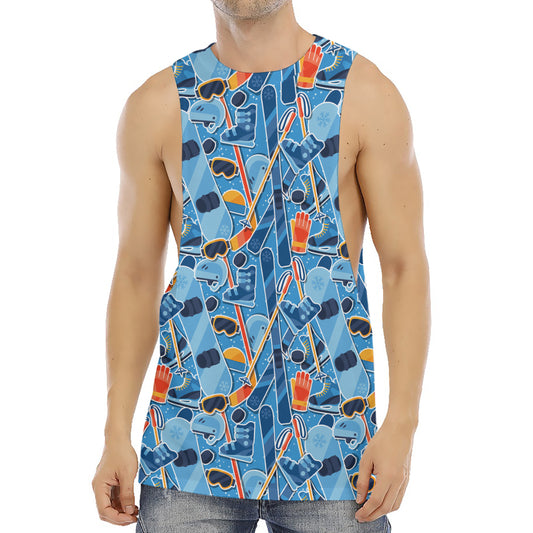 Skiing Equipment Pattern Print Men's Muscle Tank Top