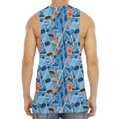 Skiing Equipment Pattern Print Men's Muscle Tank Top