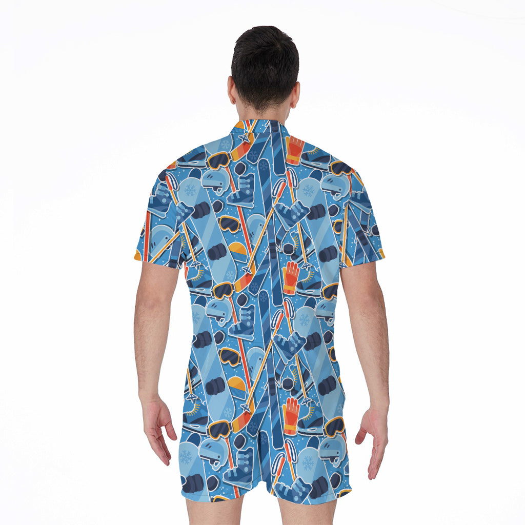 Skiing Equipment Pattern Print Men's Rompers