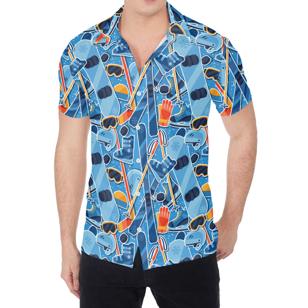 Skiing Equipment Pattern Print Men's Shirt
