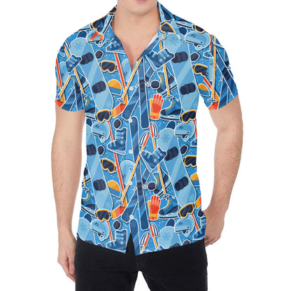 Skiing Equipment Pattern Print Men's Shirt
