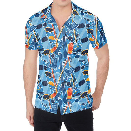 Skiing Equipment Pattern Print Men's Shirt