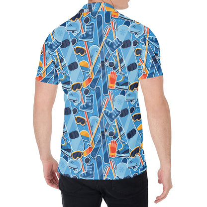 Skiing Equipment Pattern Print Men's Shirt
