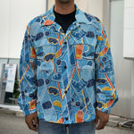 Skiing Equipment Pattern Print Men's Shirt Jacket