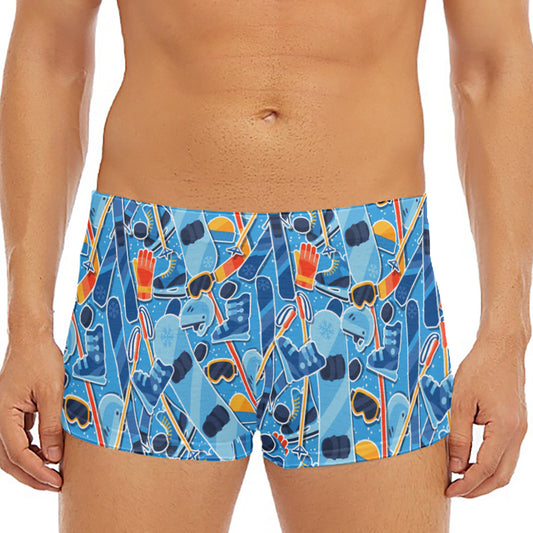 Skiing Equipment Pattern Print Men's Short Boxer Briefs